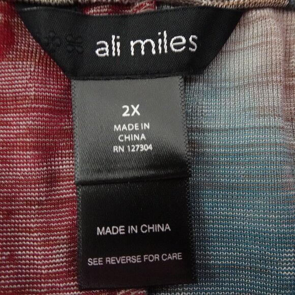 Ali Miles Knit Tunic Top Women's Plus Size 2X Multicolor Loose Fit Burnout - Picture 6 of 10